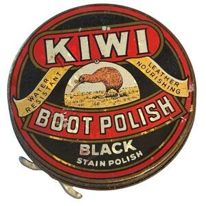 Vintage KIWI Black Boot Polish Tin 1 5/16 Oz 29 Cents Douglassville PA